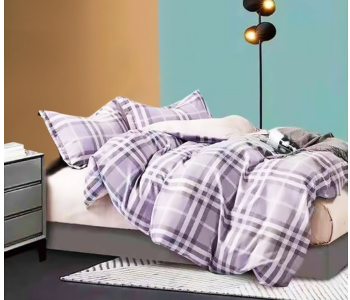JA158-40 Cotton Double Size Bedsheet With Quilt Cover And Pillow Case 4 Pcs- Grey in KSA
