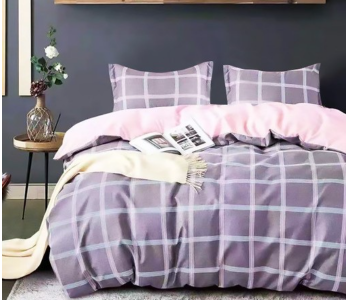 JA158-39 Cotton Double Size Bedsheet With Quilt Cover And Pillow Case 4 Pcs- Grey in KSA