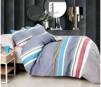 JA158-34 Cotton Double Size Bedsheet With Quilt Cover And Pillow Case 4 Pcs- Grey in KSA