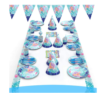 Express Delivery - 16 Piece Disposable Mermaid Party Supplies - Blue - ID 92697