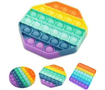 Set Of 3 Pop Fidget Reliver Stress Toys Rainbow Push Bubble Antistress Toys in KSA