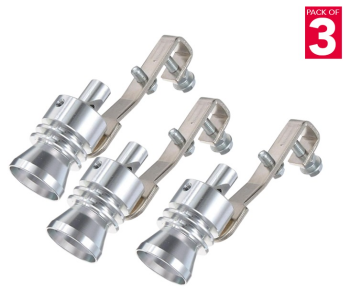 Set Of 3 Universal Motorbike Turbo Whistle Pipe Car Exhaust Sound Muffler Large- Silver in OMAN