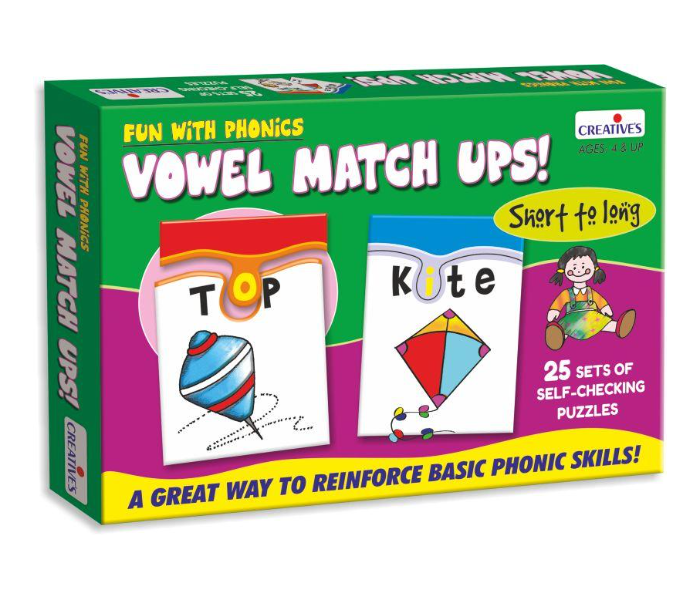 Express Delivery - JMsouq Creative Educational CE00913 Fun With Phonics Vowel Match Ups Educational Game for Kids - ID 92200