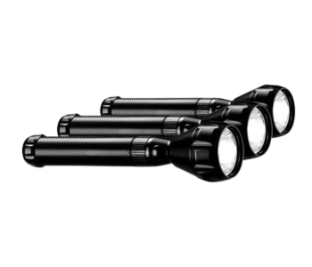 Express Delivery - Impex CB2225 3 Pieces Combo Rechargeable LED Flashlight - Black - ID 68556