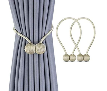 Express Delivery - Stylish 1 Pair Magnetic Curtain Tieback Decorative Rope - Silver - ID 92692