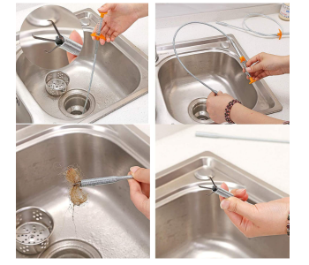 Sink Drain Sewer Pipe Cleaning Tool - Silver And Red in UAE