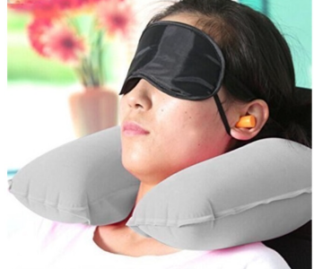 3 In 1 Travel Selection Comfort Fabric Neck Pillow Eye Shade Mask Ear Plugs For Men And Women in UAE