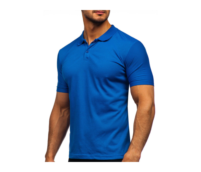 Express Delivery - Premium Honey Comb Polo T-Shirt for Medium Men - Royal Blue  - ID 96721