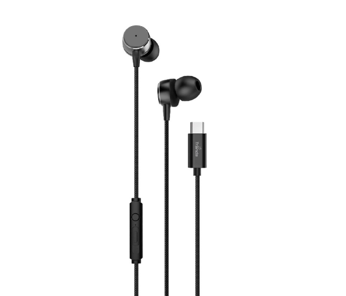 Express Delivery - Trands TR-HS845 Type-C Wired Earphone with Microphone - Black - ID 94978