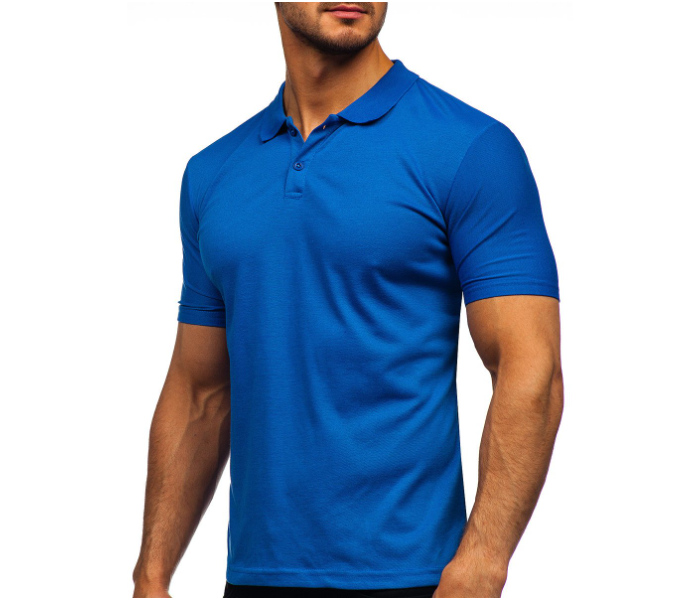 Express Delivery - Premium Honey Comb Polo T-Shirt for Large Men - Royal Blue  - ID 96720