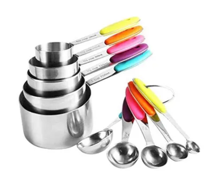 Generic 10 Piece Stainless Steel Measuring Cups And Spoons Set For Cooking And Baking in UAE