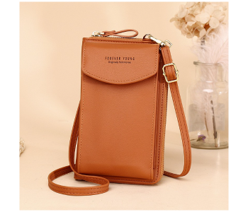 Forever Young Women PU Leather Mini Sling Bag - Brown in KSA