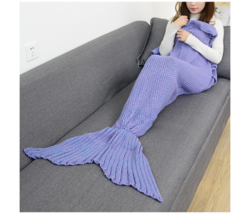 Express Delivery - FN-Super Soft Crochet Mermaid Tail Blanket For Kids (85cm) - Purple - ID 97917