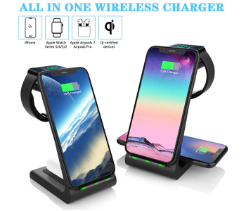 3 In 1 Wireless Charger Charging Stand - Black in KSA