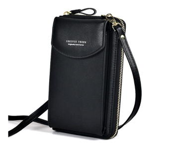 Forever Young Women PU Leather Mini Sling Bag - Black in KSA