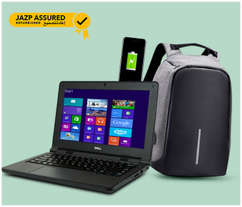 Dell Latitude 3150 Laptop 11.6Inch Screen 4GB RAM 500GB HD Intel Pentium Dual-Core Processor Windows 10 Refurbished - Black + Anti-Theft Backpack 18 Inch With USB Port LOC Grey JA001 in OMAN