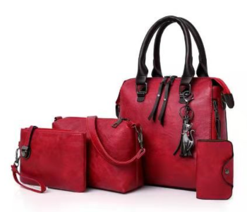 FN-Casual 4 Pieces Handbags Set For Women - Red in KSA