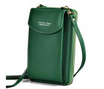 Forever Young Women PU Leather Mini Sling Bag - Green in KSA