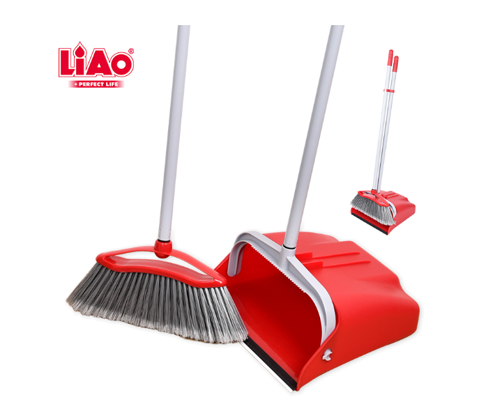 Express Delivery - Liao 66631 Cleaning Dustpan and Broom Set C130019 - Red - ID 100110