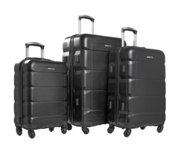 Express Delivery - Para John PJTR3143B 3 Pieces Abs Hard Trolley Set - Black - ID 100718