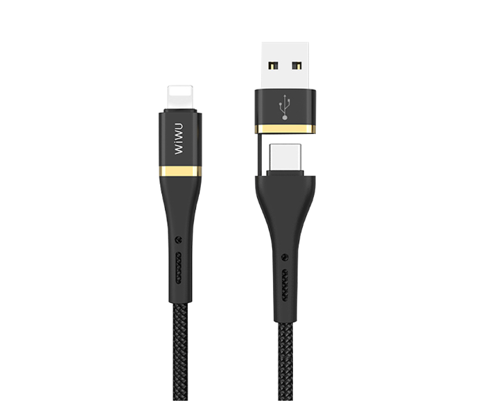 Express Delivery - Wiwu ED-10512MB  Elite Data Cable Ed-105 USB And Type-C To Lightning - Black - ID 100850