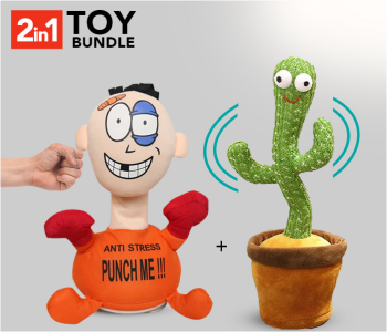 Dancing Cactus Toy, Electric, Shaking, Recording, Singing, Talking Toys, Repeat Your Speech Plush Stuffed Gift For Toddler, Baby, Kids, Age 1 2 3 4 5 6 7 + FN-PUNCH ME Anti Stress Toy For Hitting Little Kids Creative Electric Decompression Doll Kinetic Interactive Plush Toys in KSA