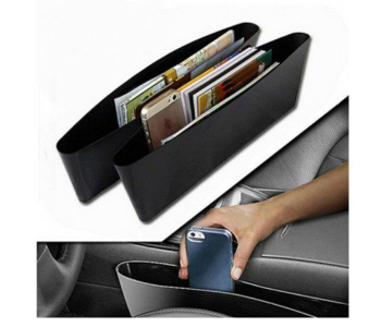 Set Of 2 Washable Side Gap Spacious Car Seat Gap Pocket Catcher Organizer -Black in UAE