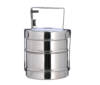Delcasa DC1985 2Layer Stainless Steel Bombay Tiffin With Removable Inner Plate -Silver in UAE
