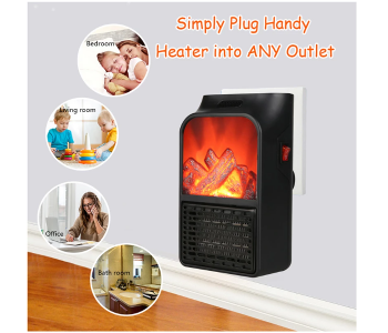 Express Delivery - Adjustable 1000W Warm Mini Electric Fan Flame Room Heater with Wall Socket for Room -Black - ID 101075