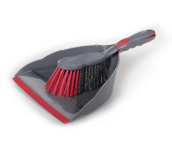 Delcasa DC1604 Strong Bristles And Heavy Duty Plastic Dustpan And Brush - Red & Grey in UAE