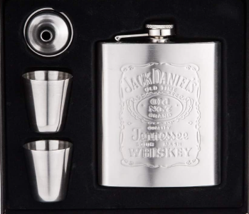 8oz 206ml Stainless Steel Flask Funnel Set - Silver in UAE