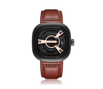 Deltron 910 Gents Luxury Casual Leather Strap Watch - Brown in KSA