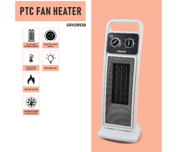 Geepas GRH28530 2000W Ceramic PTC Fan Heater With 2 Heat Settings - White in UAE