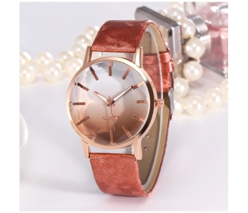 Express Delivery - Femme 7360 Casual Wrist Watch with Leather Strap for Women - Brown - ID 101526