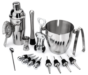 16 Pieces Wine And Cocktail Mixing Bar Tools Set - Stainless Steel in UAE