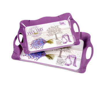 Delcasa DC1647 12x15 Inch 2 Pieces Long Lasting Melamine Serving Tray Set - White And Purple in UAE