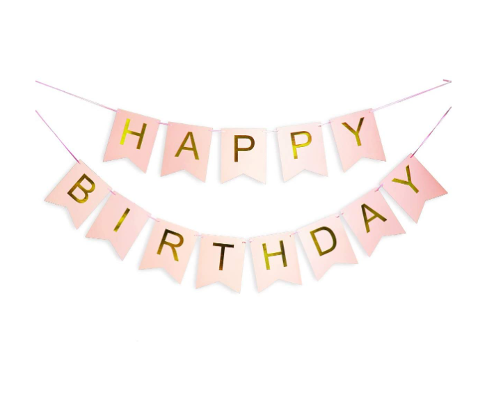 Express Delivery - Decoration Reusable Happy Birthday Banner - Pink and Gold - ID 102584