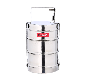 Delcasa DC1986 3Layer Stainless Steel Bombay Tiffin With Removable Inner Plate -Silver in UAE