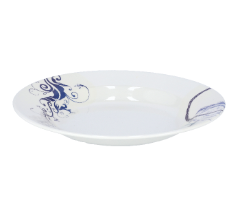 Delcasa DC1864 10 Inch Durable And Heat Resistant Melamine Soup Plate - White And Blue in UAE