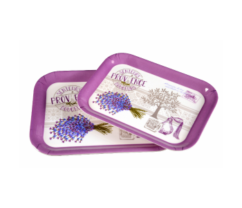 Delcasa DC1646 11x13 Inch 2 Pieces Durable Melamine Serving Tray Set - White And Purple in UAE