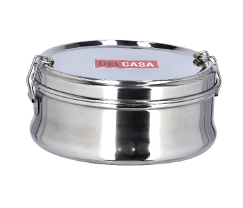 Delcasa DC1887 12.5 Cm Stainless Steel Lunch Box With Plate -Silver in UAE