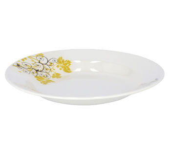 Delcasa DC1863 10 Inch Durable And Heat Resistant Melamine Soup Plate - White And Yellow in UAE