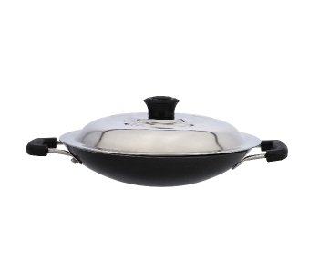 Delcasa DC1913 20 Cm Appachatty With Stainless Steel Lid -Black And Silver in UAE