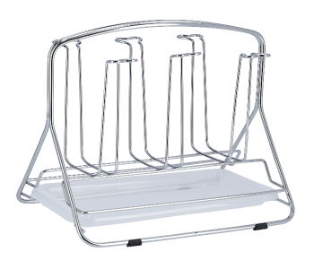 Delcasa DC1690 6 Piece Durable Stainless Steel Glass Rack With Rectangular Base - Silver in UAE