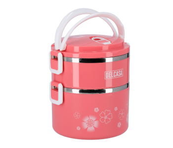 Delcasa DC1620 1.7L Two Layer Leak Proof Lunch Box With Airtight Lid - Pink in UAE