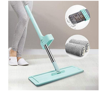 Generic Magic Self Wringing Flat Floor Mop With 360 Spin And Hand-Free Wash - Blue And Silver in OMAN