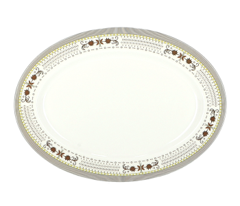 Delcasa DC1790 14 Inch Melamine Durable And Lightweight Floral Design Oval Plate - White in UAE