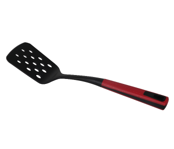 Delcasa DC1675 Durable Non Stick Nylon Slotted Turner With Long Handle - Black And Red in UAE