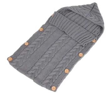 Express Delivery - Fabric Knitted Woolen Comfortable blanket for Babies - Grey - ID 103448