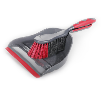 Delcasa DC1605 Strong Bristles And Heavy Duty Plastic Dustpan And Brush - Red & Grey in UAE